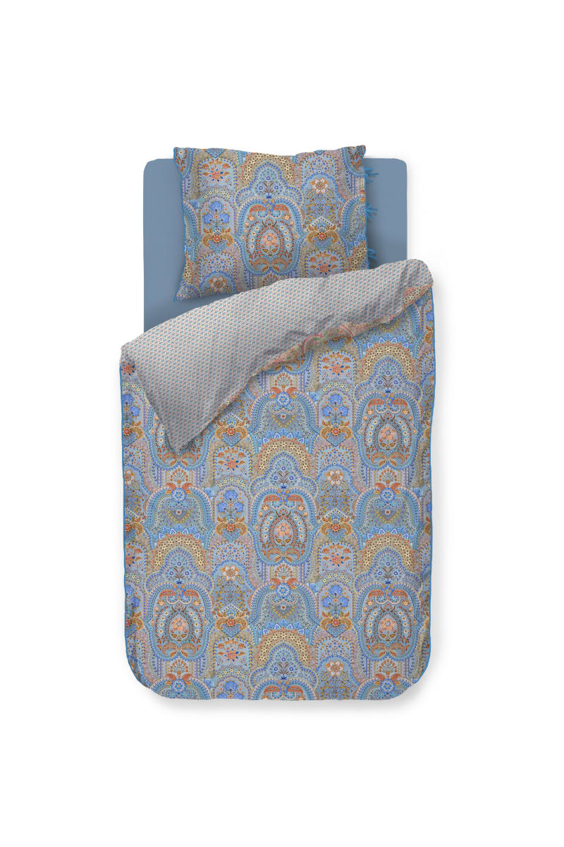 Produktbillede af PIP Studio Jabali Flower Blue cotton 140x220/60x63 cm på tilbud i høj kvalitet