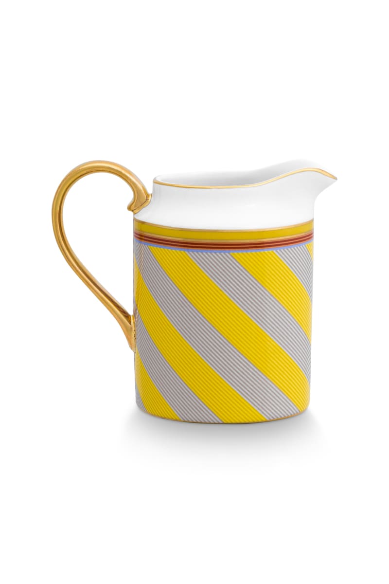 Produktbillede af Jug Small Pip Chique Stripes Yellow 260ml på tilbud i høj kvalitet