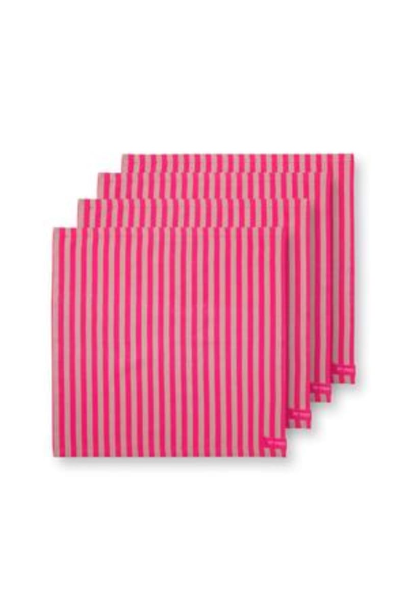 Produktbillede af Set/4 Napkins Stripes Pink 40x40cm på tilbud i høj kvalitet