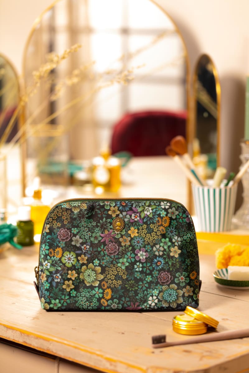Produktbillede af Coby Cosmetic Bag Triangle Medium Tutti i Fiori Green 24/17x16.5x8cm på tilbud i høj kvalitet