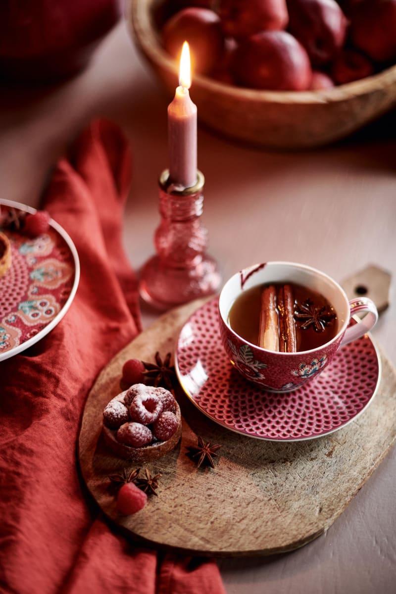 Produktbillede af Espresso Cup & Saucer Flower Festival Dark Pink 120ml på tilbud i høj kvalitet