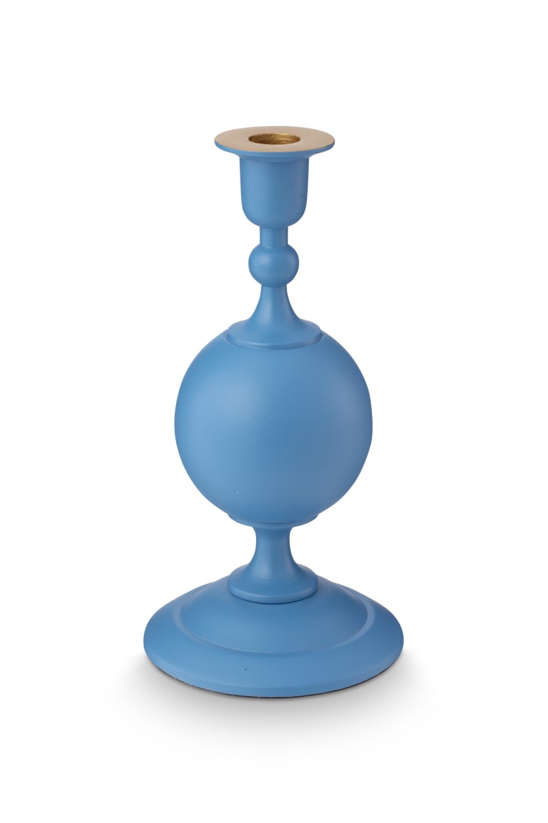 Produktbillede af Candle Holder Metal Sphere Small Matt Light Blue 24cm på tilbud i høj kvalitet