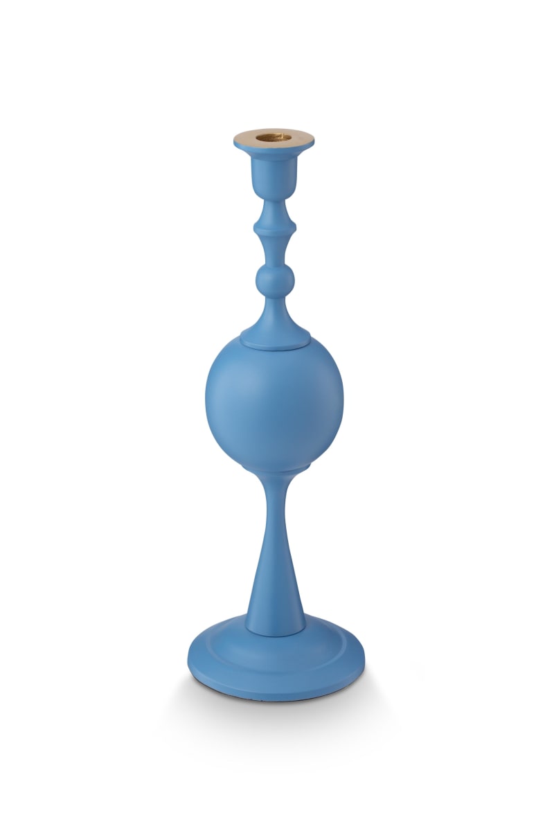 Produktbillede af Candle Holder Metal Sphere Medium Matt Light Blue 37cm på tilbud i høj kvalitet