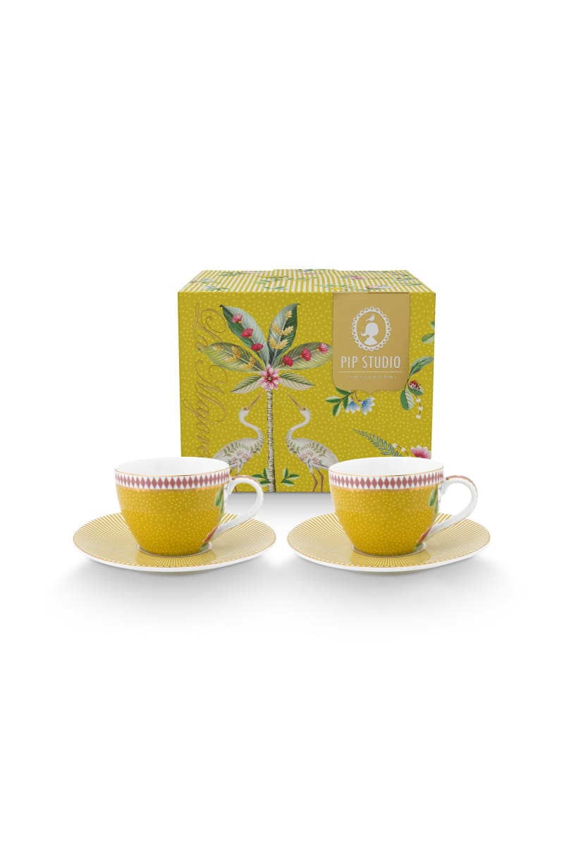 Produktbillede af Set/2 Espresso Cups & Saucers La Majorelle Yellow 120ml på tilbud i høj kvalitet