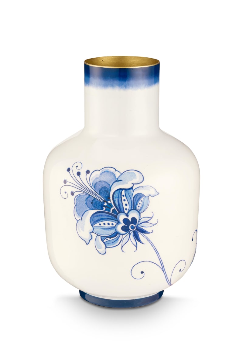Produktbillede af Vase Metal Pip & The Blue Bird Blue 36cm på tilbud i høj kvalitet
