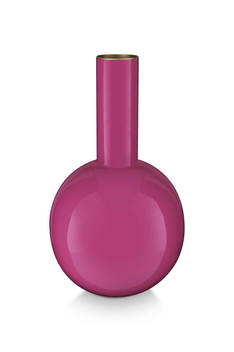 Produktbillede af Pip Studio Vase Metal Small Bright Pink 15x26cm på tilbud i høj kvalitet
