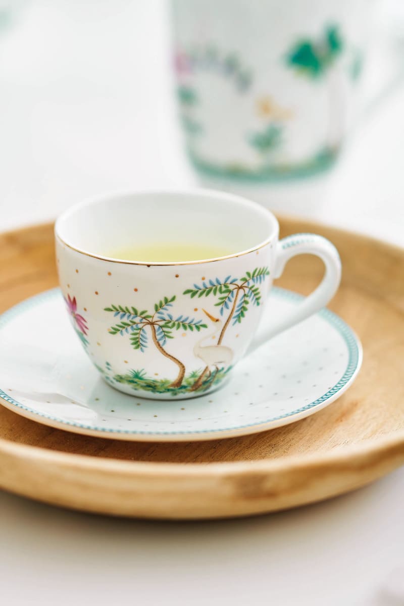 Produktbillede af Espresso Cup & Saucer Jolie Dots Gold 120ml på tilbud i høj kvalitet