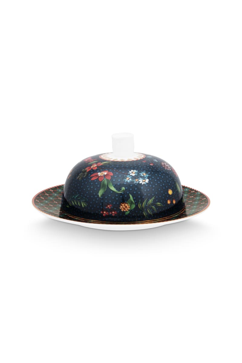 Produktbillede af Butter Dish Round Berry Blues Blue 17x8cm på tilbud i høj kvalitet
