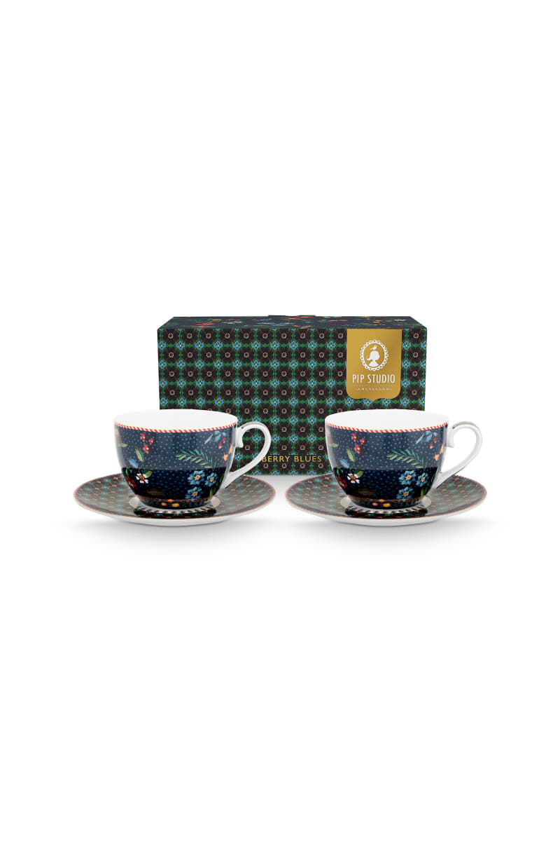 Produktbillede af Set/2 Cups and Saucers Berry Blues 280ml på tilbud i høj kvalitet