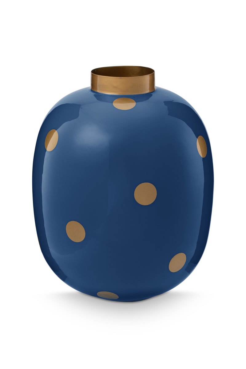 Produktbillede af Vase Metal Dots Navy-Gold 32cm på tilbud i høj kvalitet