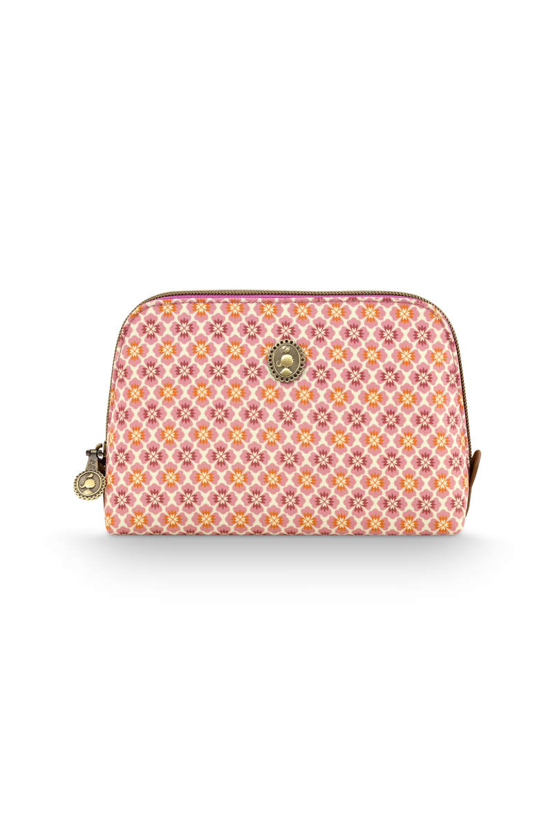 Produktbillede af Pip Studio Coby Cosmetic Bag Triangle Small Mojo Pink 19/15x6x12cm på tilbud i høj kvalitet