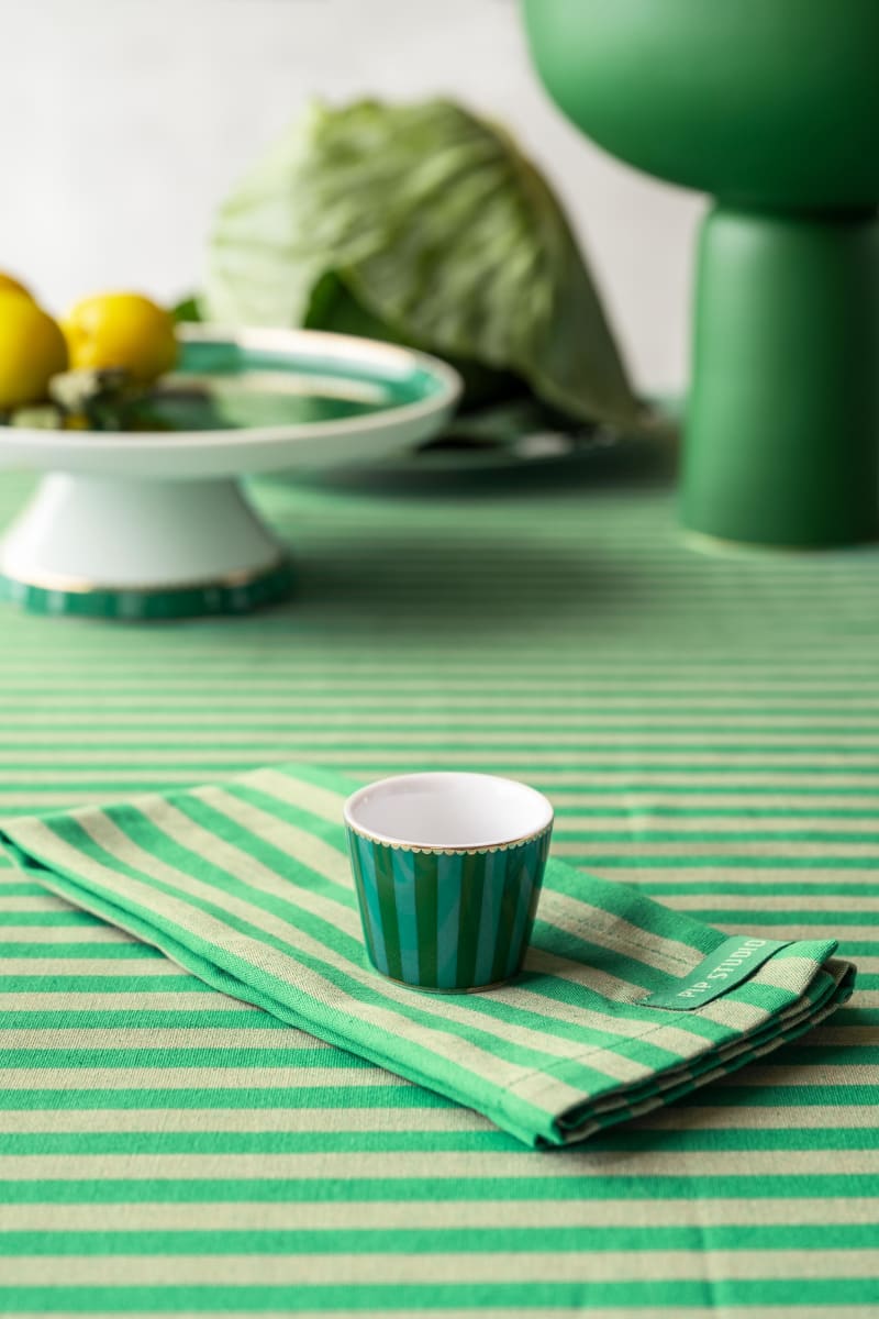 Produktbillede af Egg Cup Love Birds Stripes Emerald-Green på tilbud i høj kvalitet