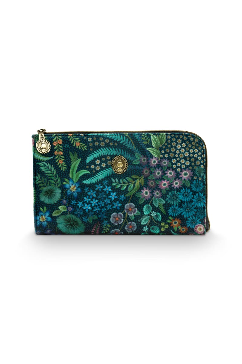 Produktbillede af Cloe Cosmetic Zipper Pouch Querida Velvet Dark Blue 21x3.5x12.5cm på tilbud i høj kvalitet