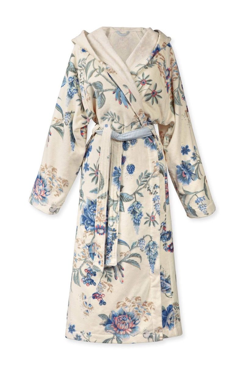 Produktbillede af Pip Studio Secret Garden Bathrobe WhiteBlue XS på tilbud i høj kvalitet