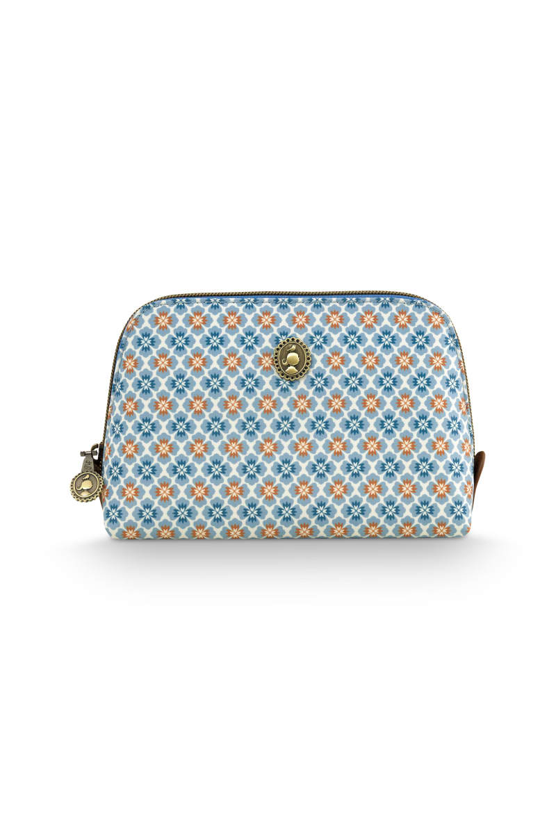 Produktbillede af Pip Studio Coby Cosmetic Bag Triangle Small Mojo Blue 19/15x6x12cm på tilbud i høj kvalitet