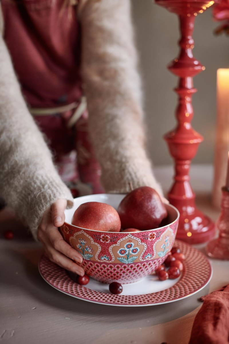 Produktbillede af Bowl Flower Festival Scallop Deco Dark Pink 18cm på tilbud i høj kvalitet