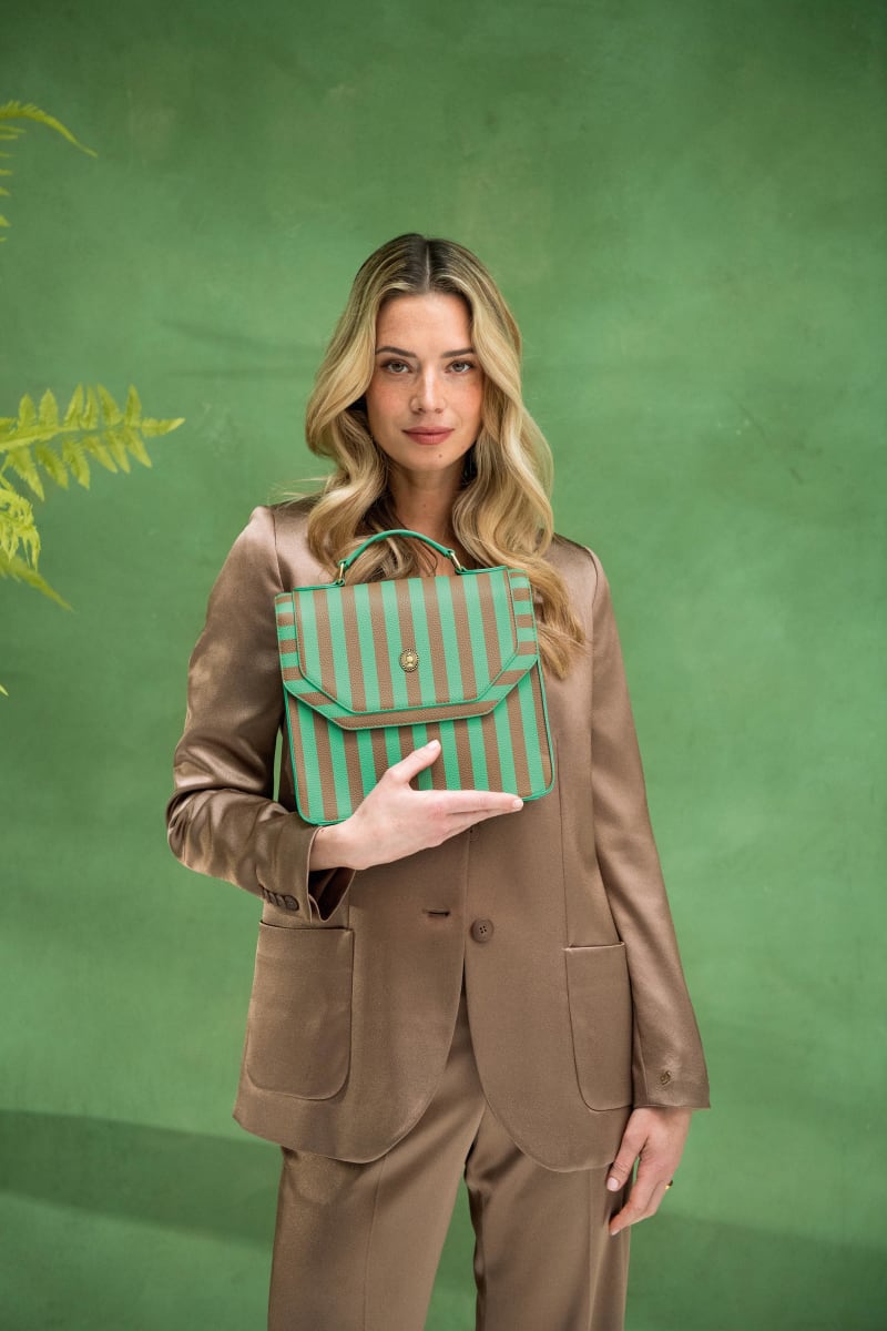 Produktbillede af Pip Studio Frances Cross Body Bag Medium Stripe Green 25x9x21.5cm på tilbud i høj kvalitet
