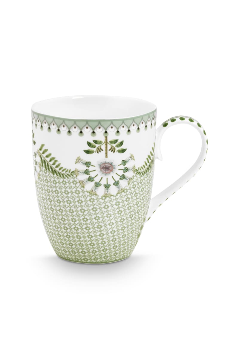 Produktbillede af Pip Studio Mug Large Lily&Lotus Tiles Light Green 350ml på tilbud i høj kvalitet