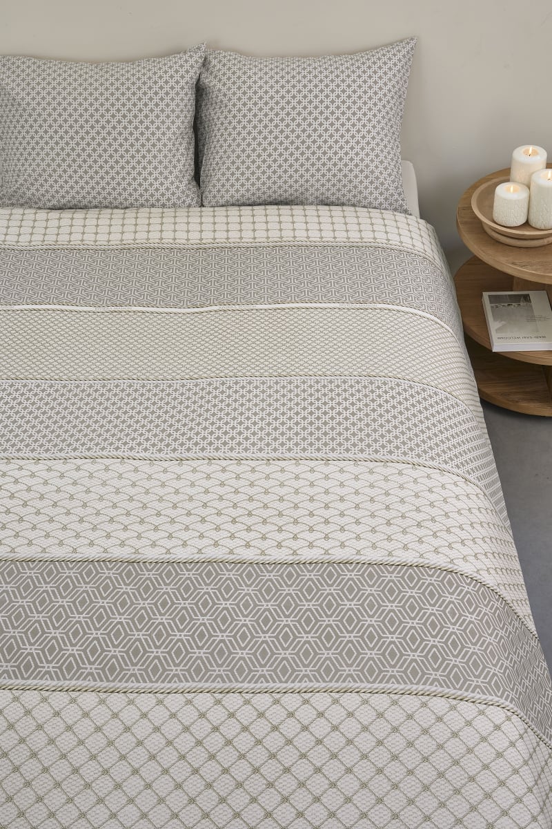 Produktbillede af Riviera Maison Duvet Cover Ropes Taupe 140x220/60x63 cm på tilbud i høj kvalitet