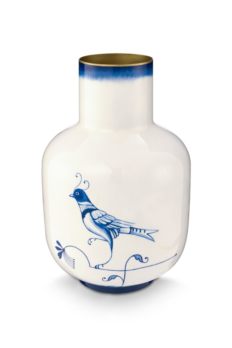 Produktbillede af Vase Metal Pip & The Blue Bird Blue 30cm på tilbud i høj kvalitet
