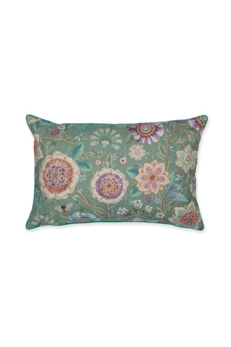 Produktbillede af PIP Viva Las Flores Q.Cush Green 45x70 på tilbud i høj kvalitet