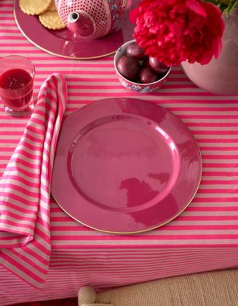 Produktbillede af Table Cloth Stripes Pink 160x250cm på tilbud i høj kvalitet