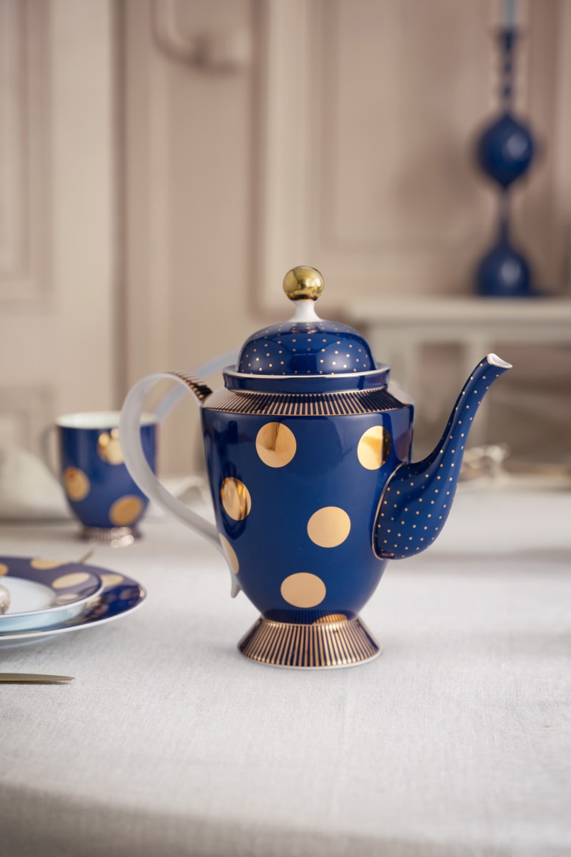 Produktbillede af Teapot Large Dot Delight Navy-Gold på tilbud i høj kvalitet