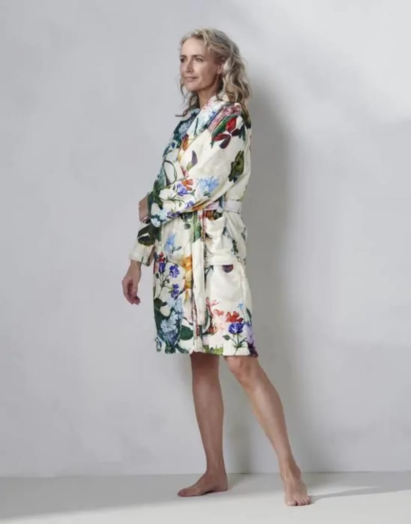 S Fleur Bathrobe Ecru 100% Polyester
