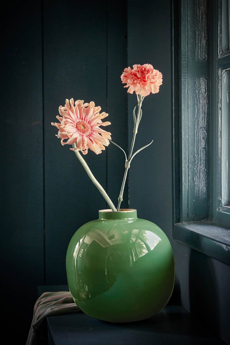 Produktbillede af Vase Metal Green 23cm på tilbud i høj kvalitet