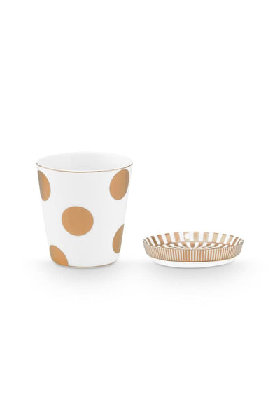 Se tilbud på Pip Studio kopper! Billigt udsalg på Set/2 Mug Small without Ear & Tea Tip Dot Delight White-Gold. Hurtig levering, 1-2 hverdage. Spar op til 58%.