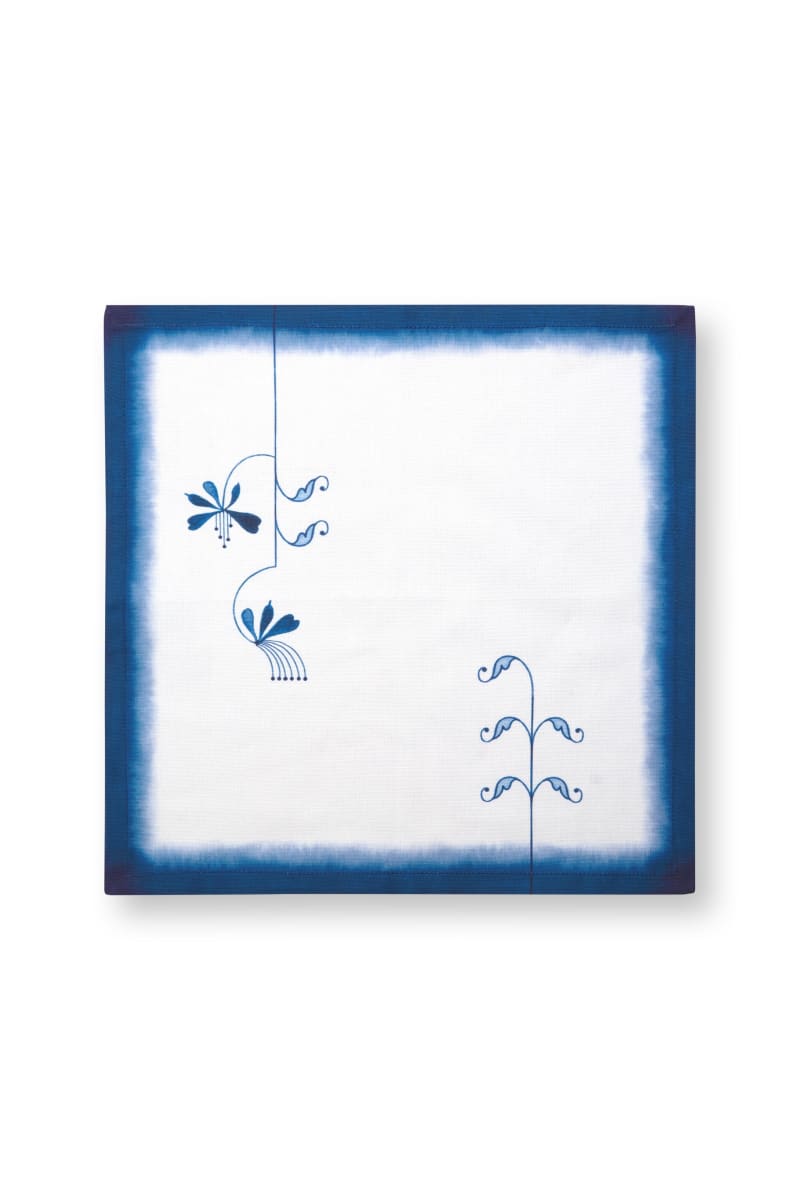 Produktbillede af Set/2 Napkins Pip & The Blue Bird Flower Blue 40x40cm på tilbud i høj kvalitet