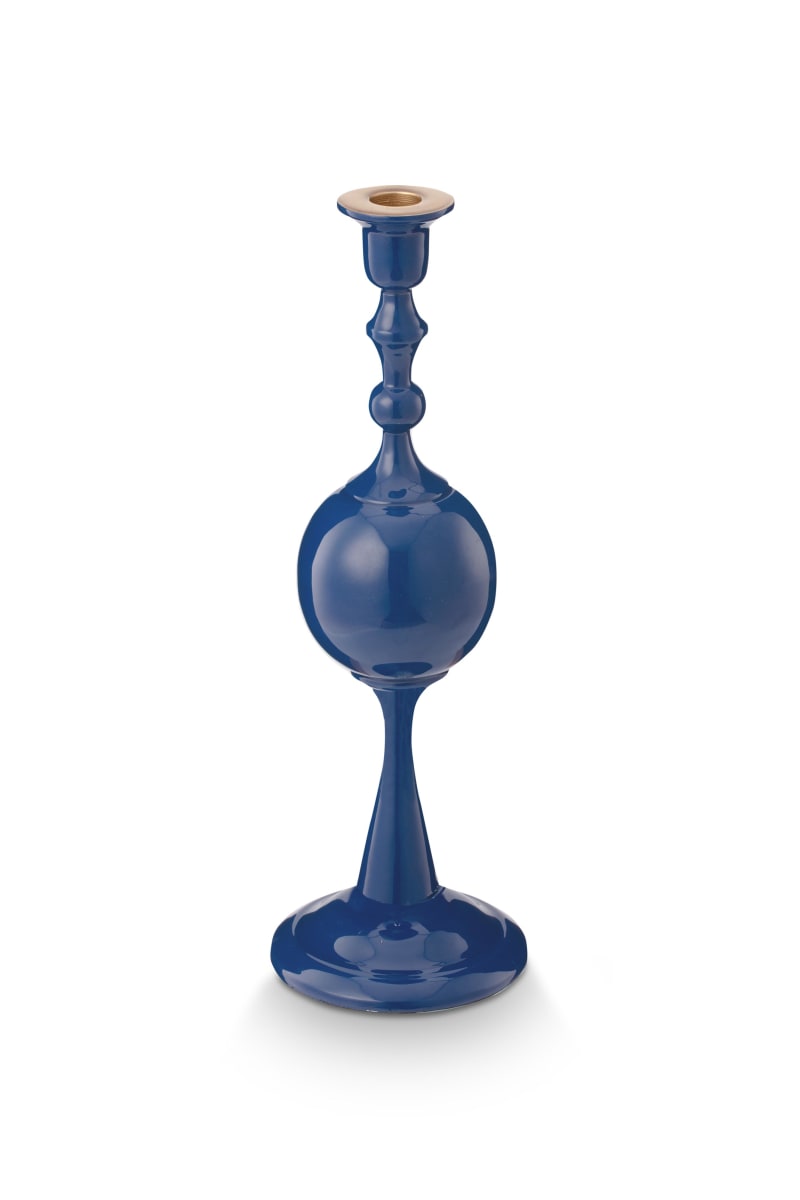 Produktbillede af Candle Holder Metal Sphere Medium Navy 37cm på tilbud i høj kvalitet