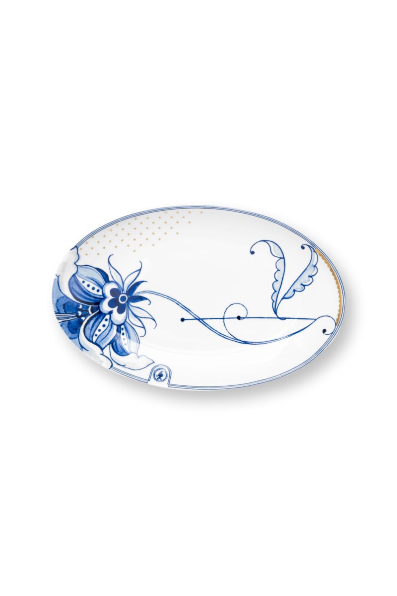 Produktbillede af Plate Oval Pip&The Blue Bird White 25.5x16.5cm på tilbud i høj kvalitet