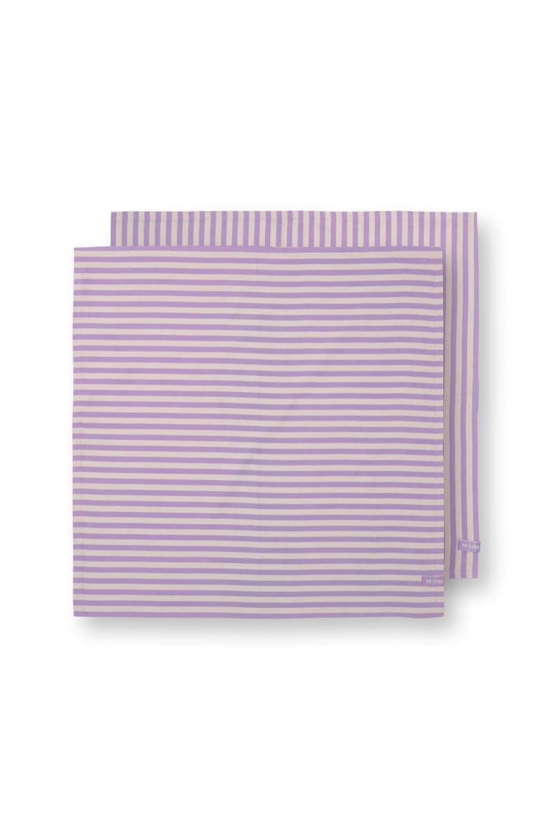 Produktbillede af Set/2 Tea Towels Stripes Lilac 65x65cm på tilbud i høj kvalitet