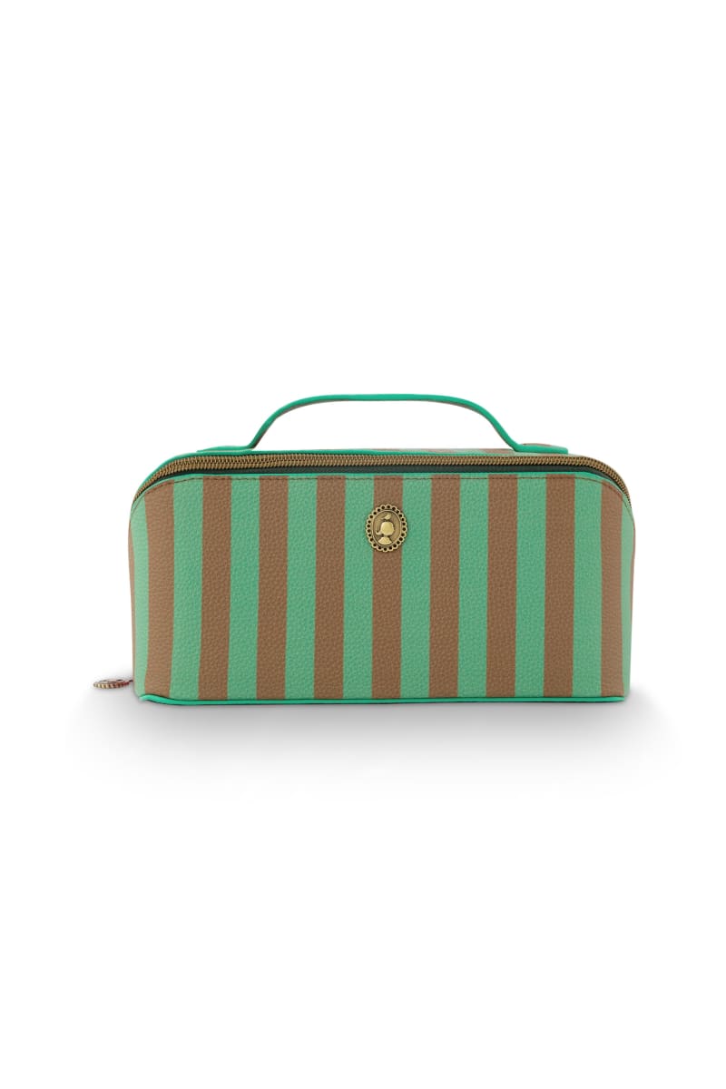 Produktbillede af Cyrille Cosmetic Bag Medium Stripe Green 23.5x11x5x22cm på tilbud i høj kvalitet