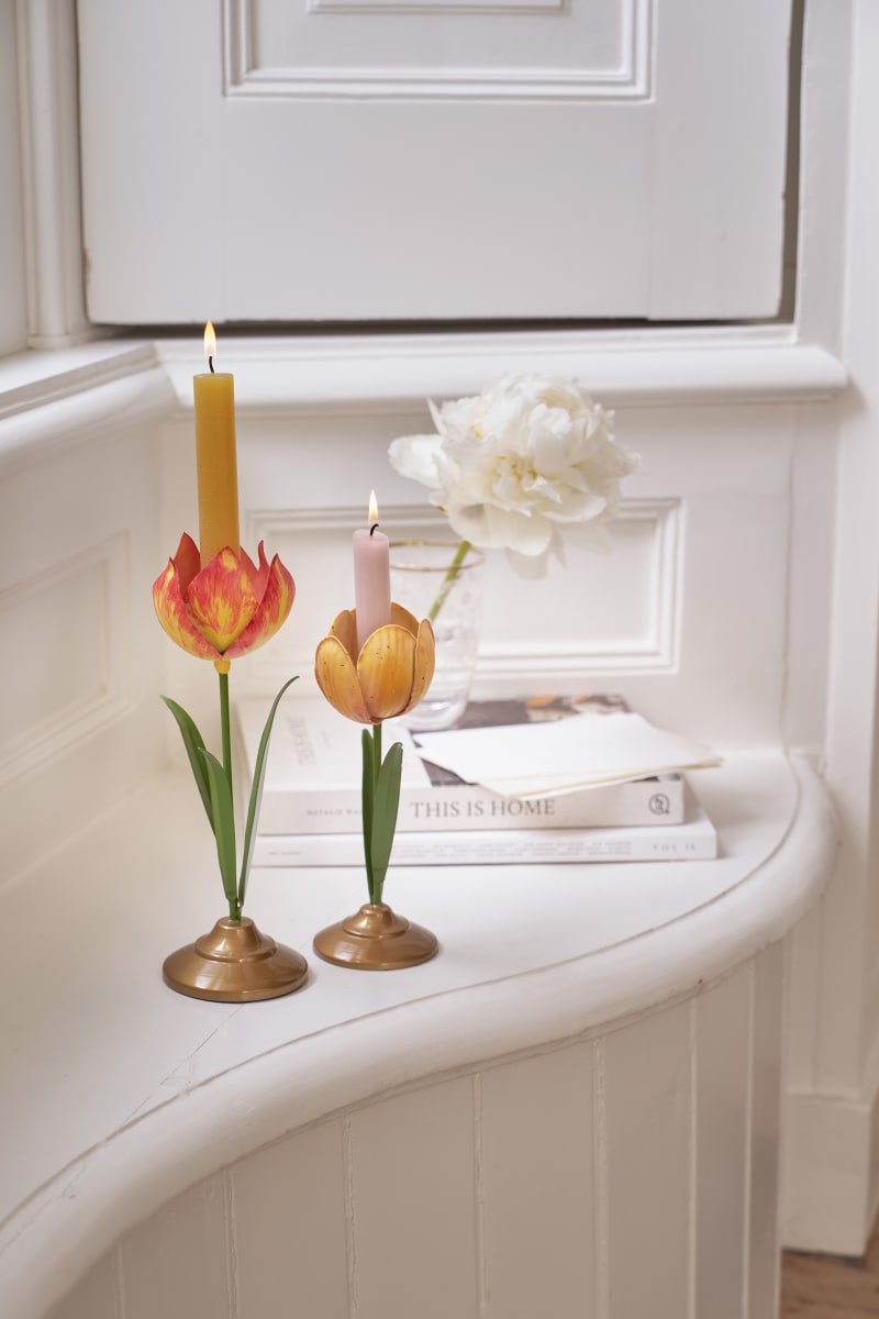 Produktbillede af Pip Studio Set/2 Tulip Candle Holders Metal Yellow på tilbud i høj kvalitet