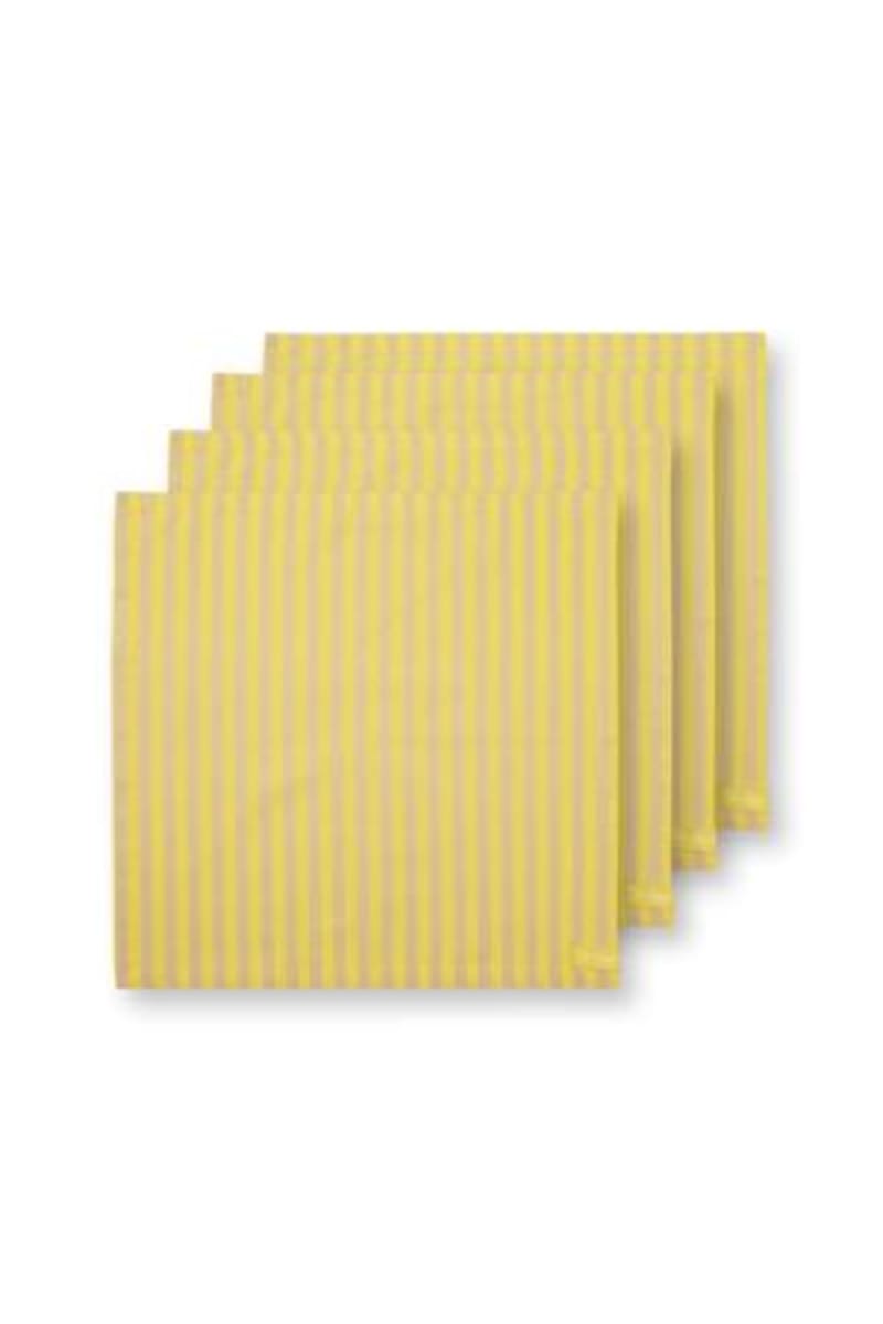 Produktbillede af Set/4 Napkins Stripes Yellow 40x40cm på tilbud i høj kvalitet