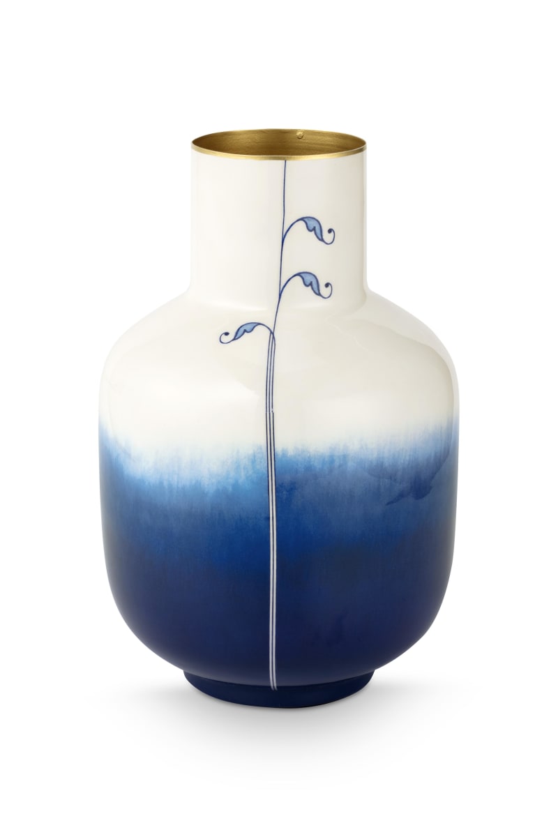 Produktbillede af Vase Metal Pip & The Blue Bird Tie-Dye Blue 30cm på tilbud i høj kvalitet