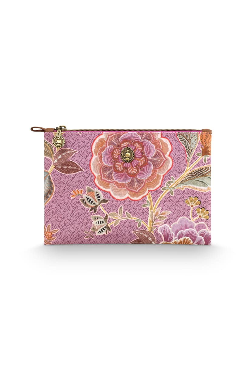 Produktbillede af Pip Studio Charly Cosmetic Flat Pouch Medium Matata Lilac 24x1x15.5cm på tilbud i høj kvalitet