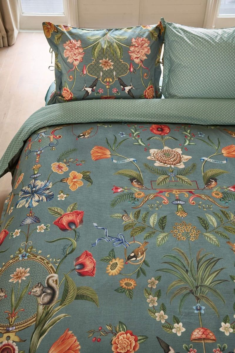Produktbillede af PIP Botanico Verde Blue 140x200 på tilbud i høj kvalitet