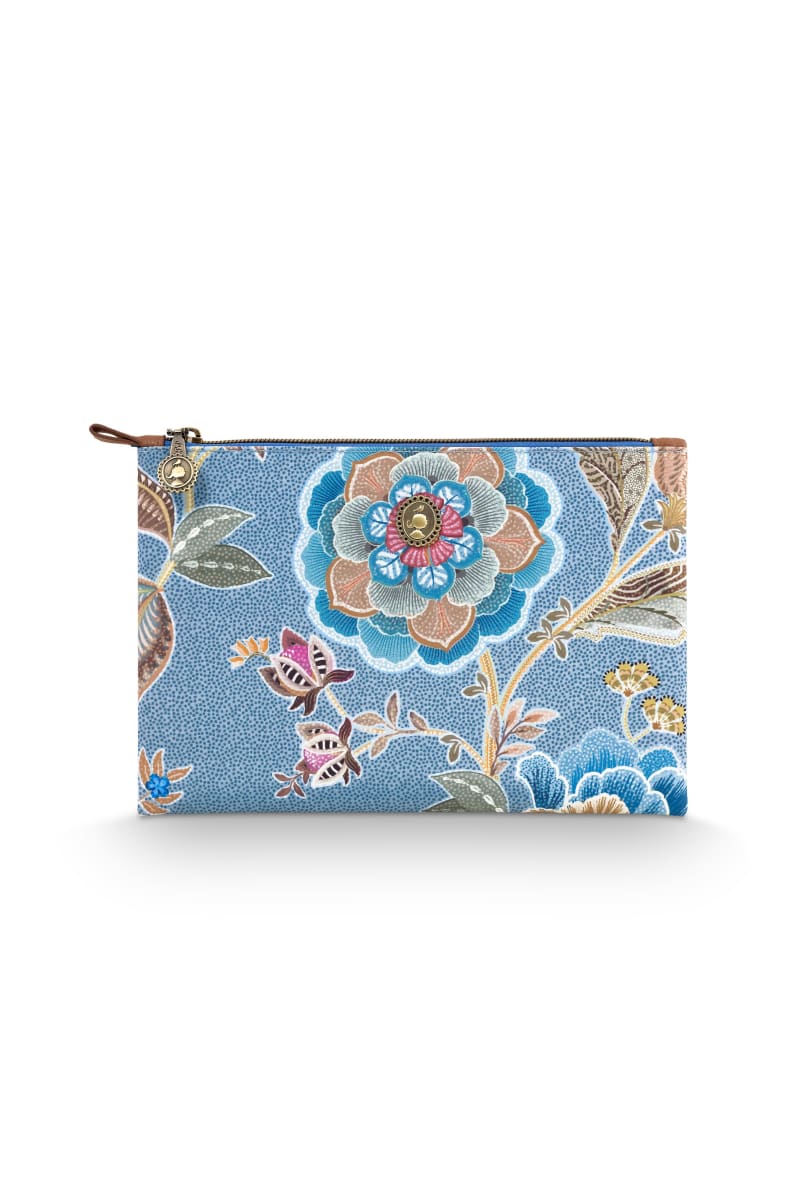 Produktbillede af Pip Studio Charly Cosmetic Flat Pouch Medium Matata Blue 24x1x15.5cm på tilbud i høj kvalitet