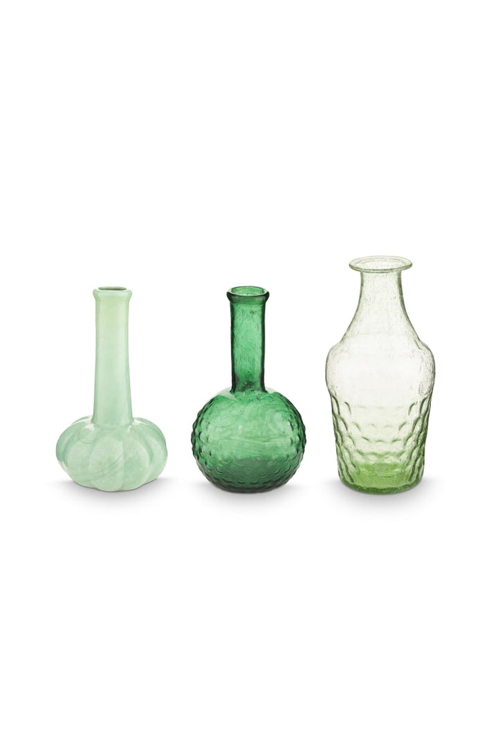Pip Studio Set/3 Small Vases Glass Soft Green