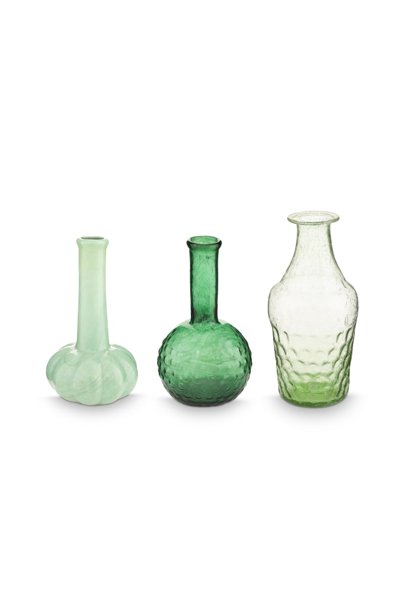 Pip Studio Set/3 Small Vases Glass Soft Green