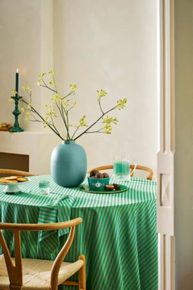 Produktbillede af Table Cloth Stripes Green 160x250cm på tilbud i høj kvalitet
