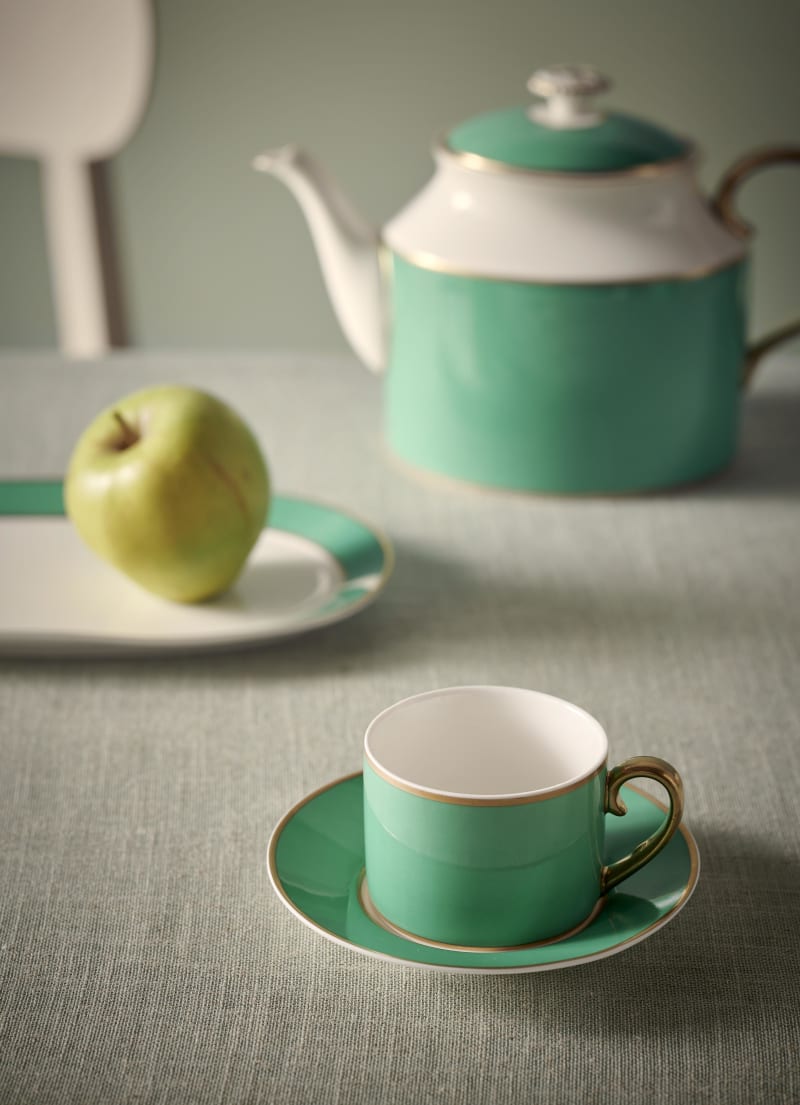 Produktbillede af Cup & Saucer Pip Chique Gold-Green 220ml på tilbud i høj kvalitet