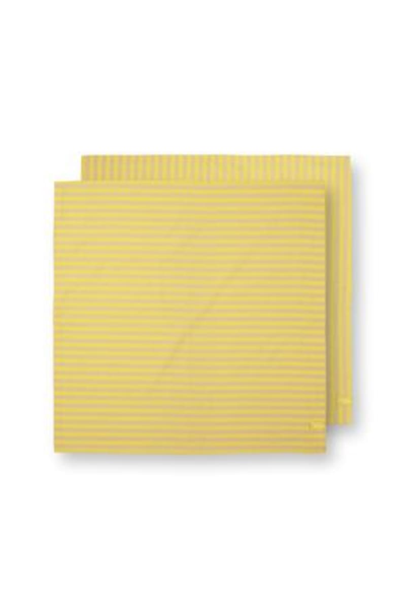 Produktbillede af Set/2 Tea Towels Stripes Yellow 65x65cm på tilbud i høj kvalitet