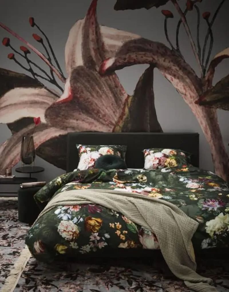 Essenza sengetøj Fleur Green - 140 x 220 + 60 x 63