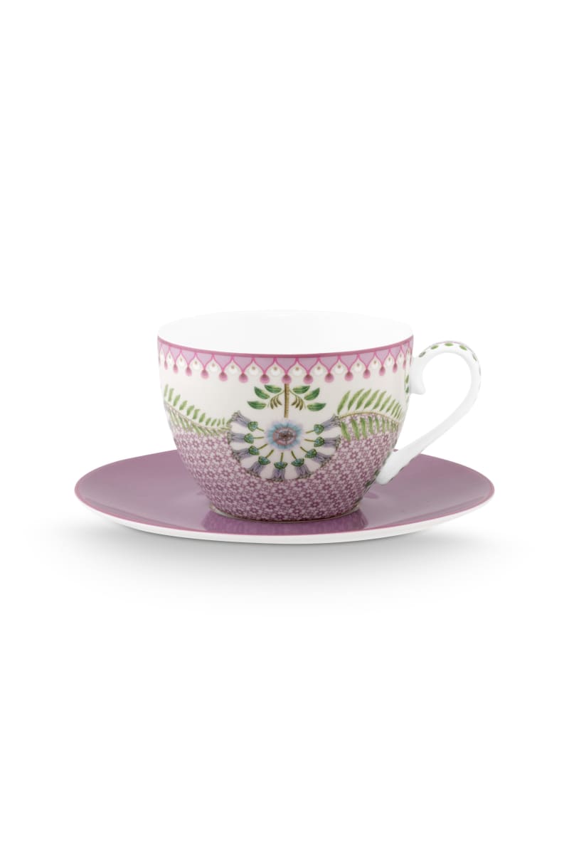 Produktbillede af Cup and Saucer Lily&Lotus Tiles Lilac 280ml på tilbud i høj kvalitet