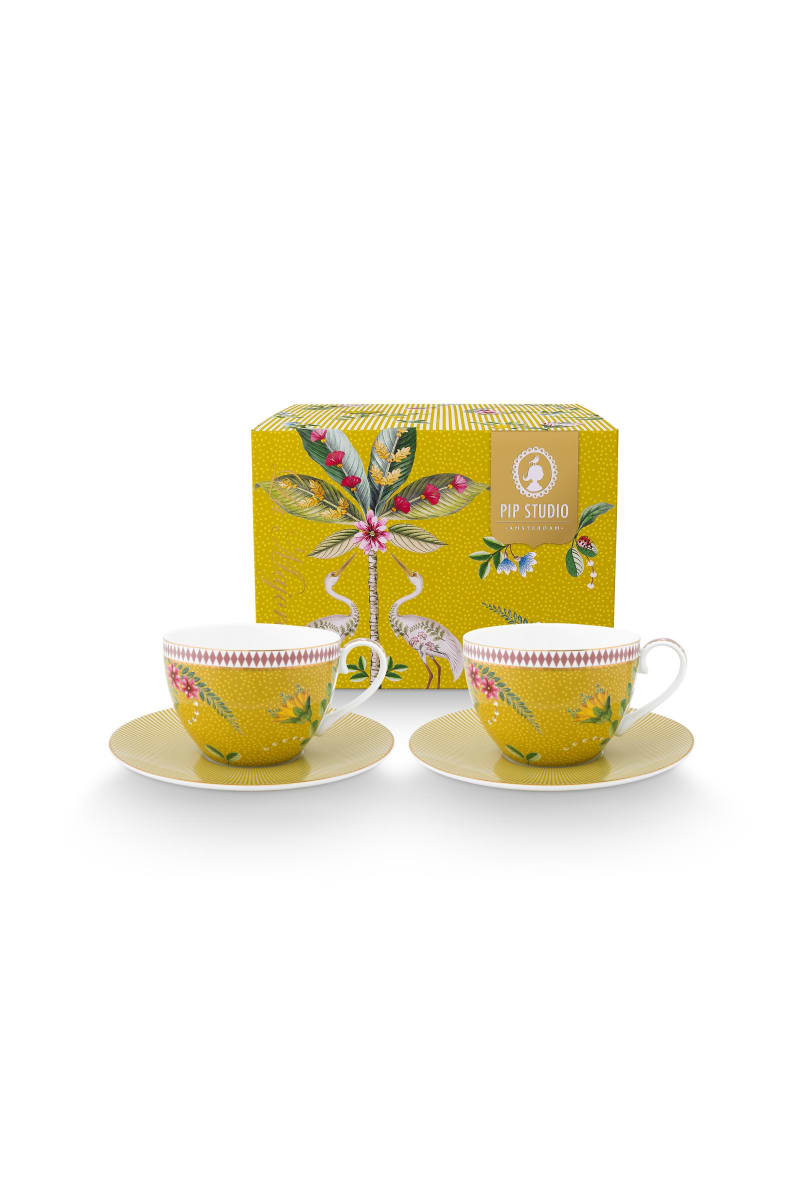 Produktbillede af Set/2 Cups & Saucers La Majorelle Yellow 280ml på tilbud i høj kvalitet