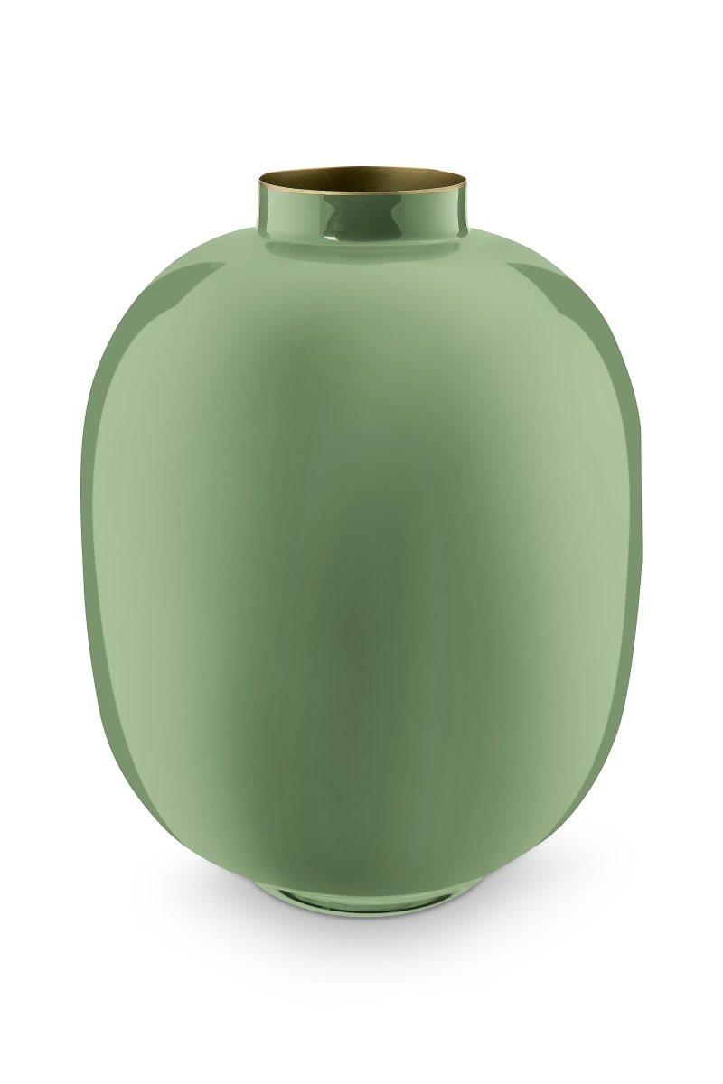 Produktbillede af Pip Studio Vase Metal Mid Green 32cm på tilbud i høj kvalitet